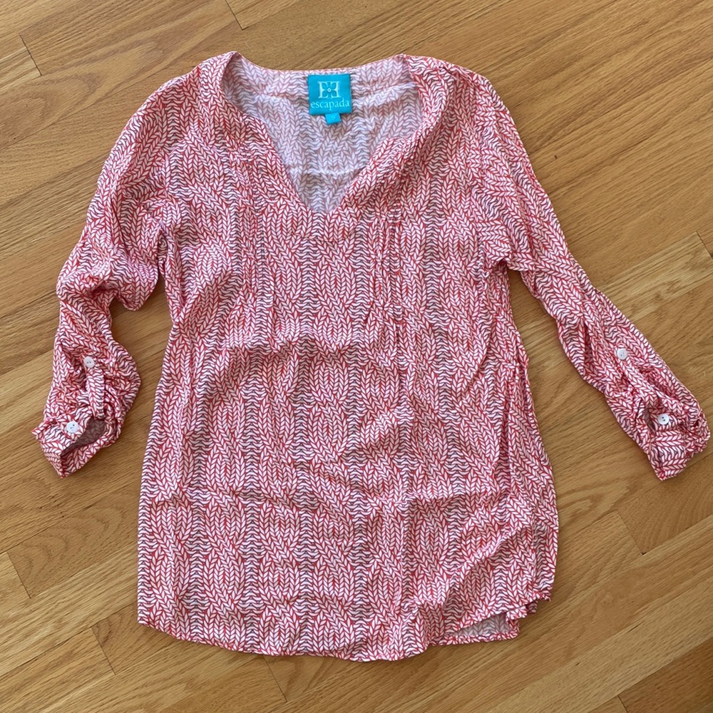 Escapada Orange, white, blue blouse size small